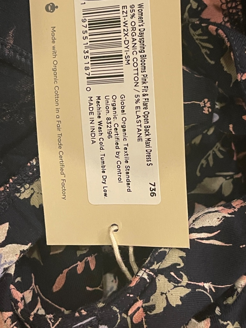 NEW! Pact Dayspring Blooms Fit Flare Maxi Dress Size S NWT! - Picture 9 of 12